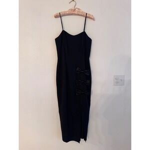 80s Black Bow Long Dress